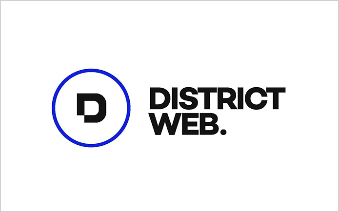 Logo de District Web sur fond blanc avec contour noir